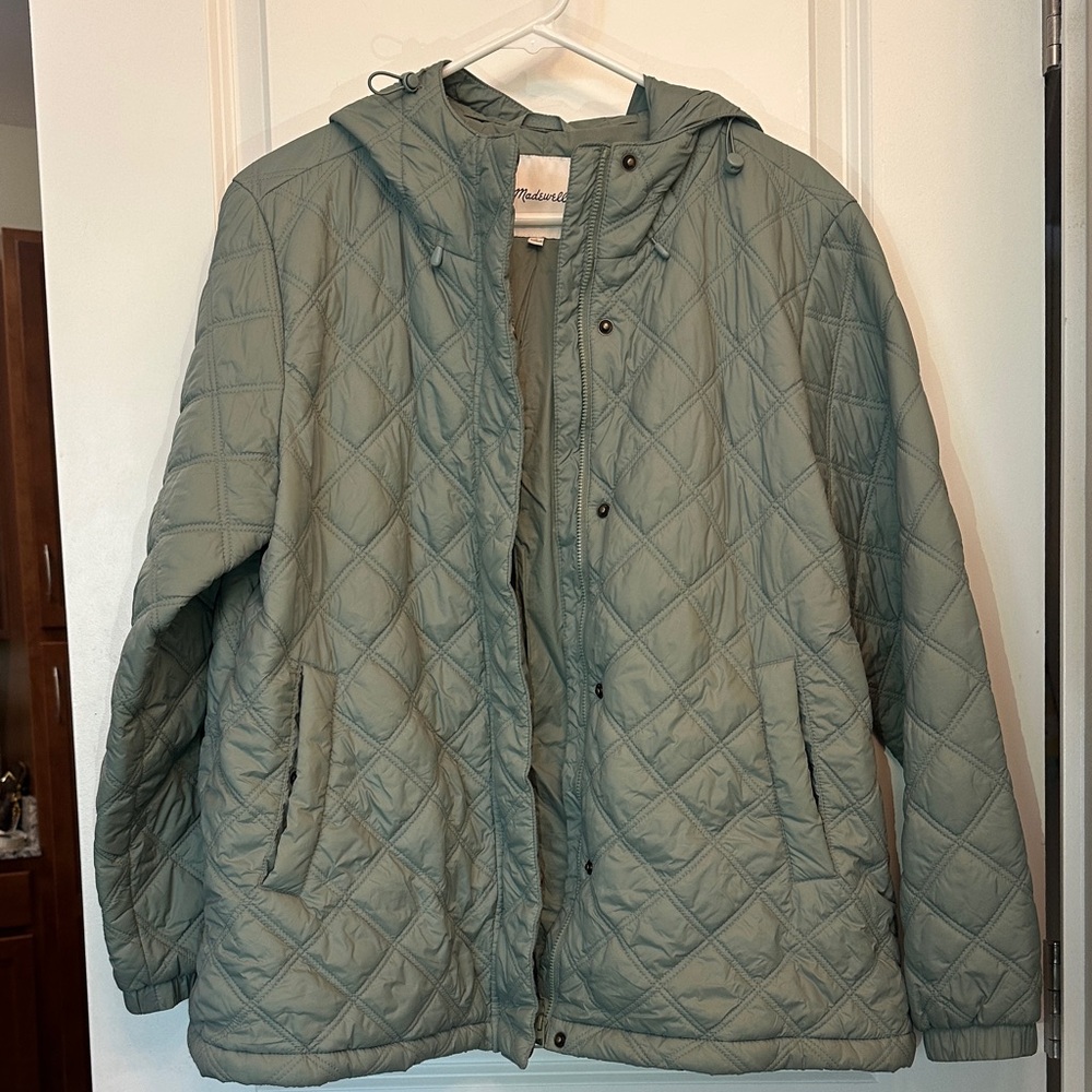 Madewell Quilted Zip Up Jacket with Hood - Large